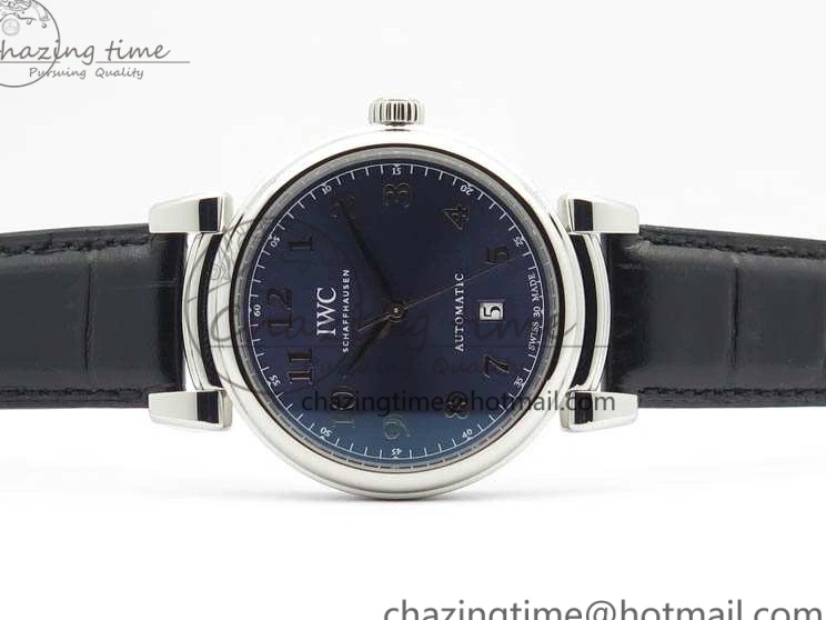 MIROTIME 0201 Da Vinci IW356601 SS TW 1:1 Best Edition Blue Dial On Black Leather Strap A Durable 7239